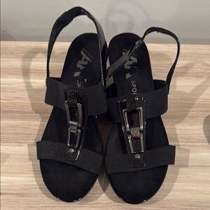 Anne Klein Sport Black Wedge Sandals